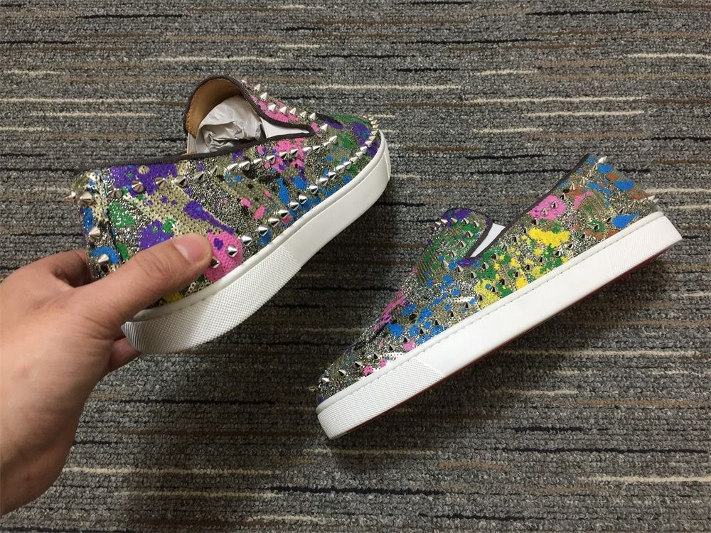 Christian Louboutin Baskets Femme Pik Boat Spikes Slip-on Plate Multicolore – Image 4