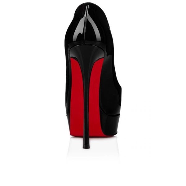 Christian Louboutin Chick Up plateformes 150 mm cuir verni noir/lin Porpora-multi – Image 3