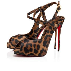 Christian Louboutin Jenlove plateformes 120 mm cuir brun/lin brun
