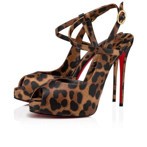 Christian Louboutin Jenlove plateformes 120 mm cuir brun/lin brun