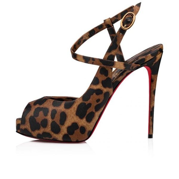 Christian Louboutin Jenlove plateformes 120 mm cuir brun/lin brun – Image 4