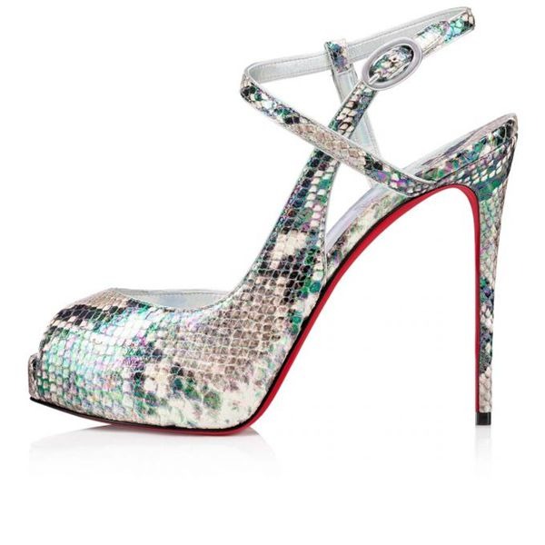 Christian Louboutin Jenlove plateformes 120 mm cuir Roccia/lin Las Ab – Image 4