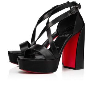 Sandales Christian Louboutin Movida 130 mm Noir/lin Noir Enfant