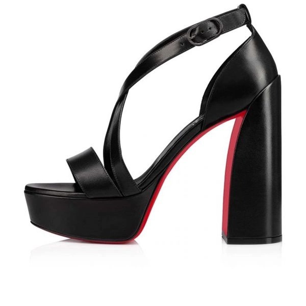 Sandales Christian Louboutin Movida 130 mm Noir/lin Noir Enfant – Image 2
