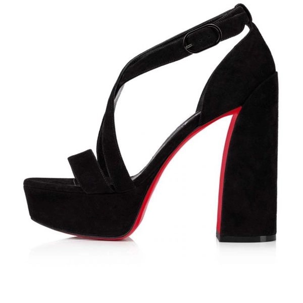Sandales Christian Louboutin Movida 130 mm Noir/lin Noir Cuir de veau suédé – Image 2