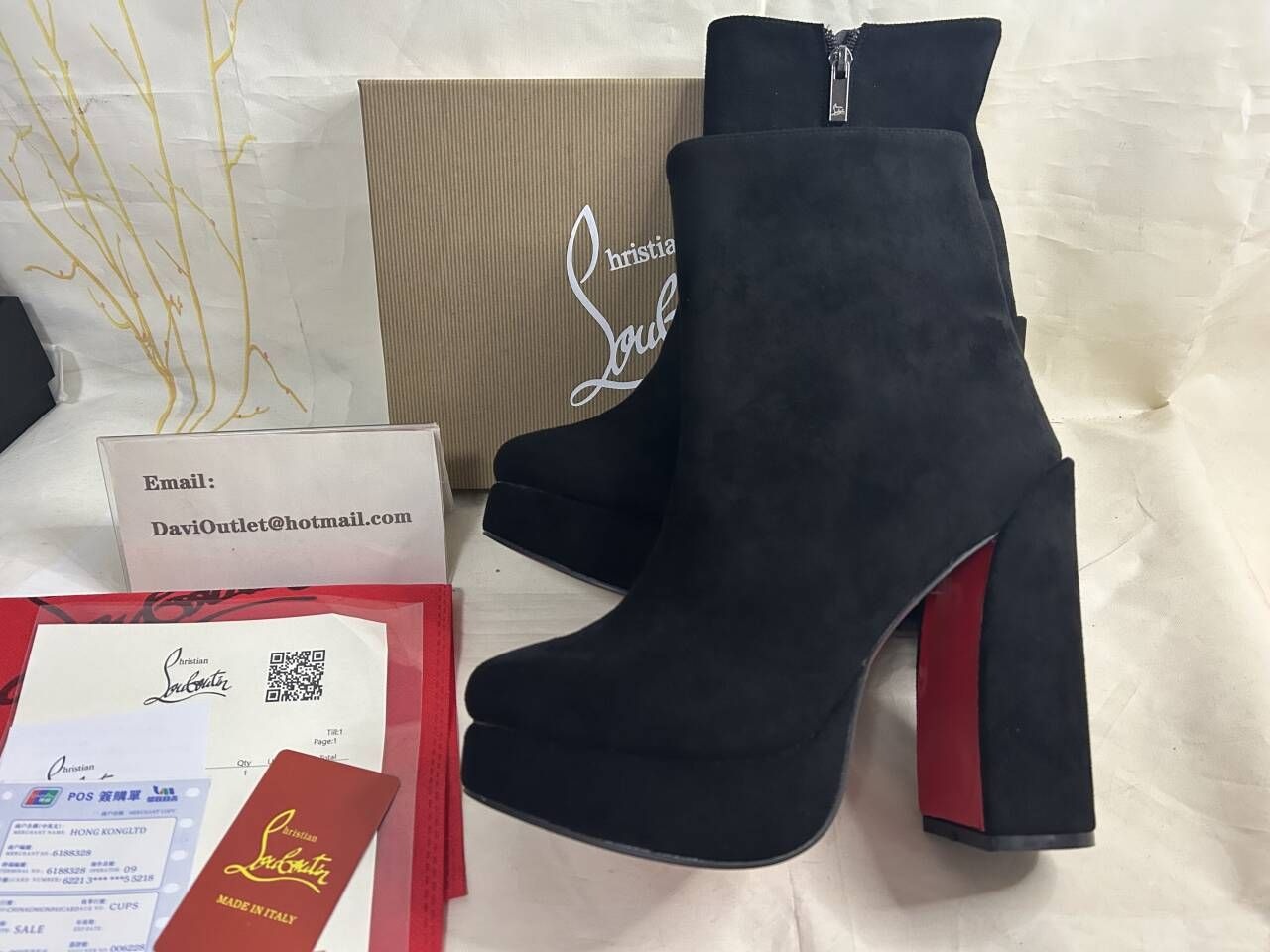 Christian Louboutin Movida Booty plateformes 130 mm daim de veau noir – Image 5