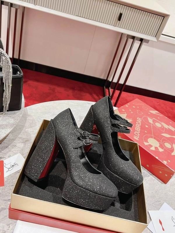 Christian Louboutin Movida Jane plateformes 130 mm cuir pailleté noir – Image 2