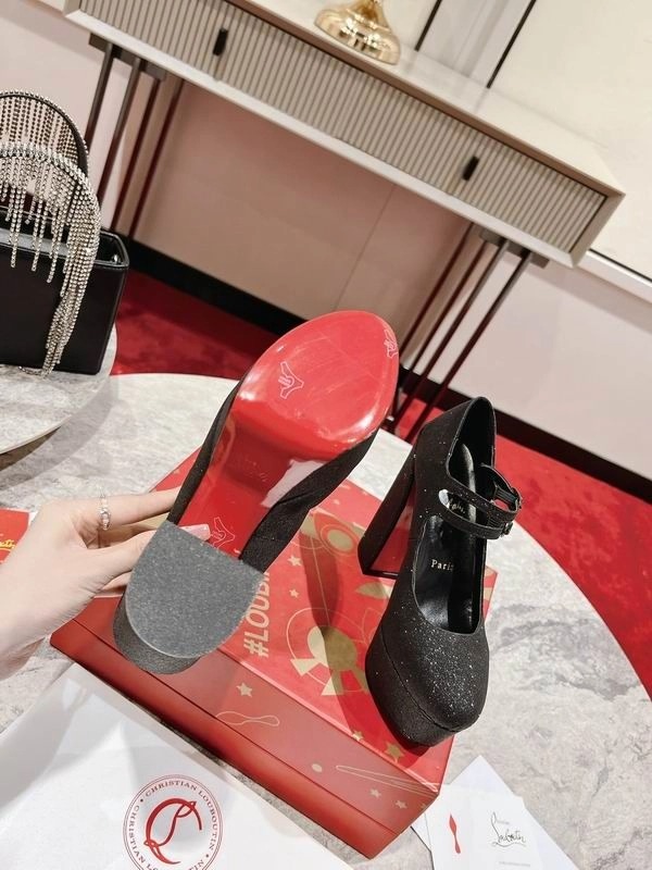 Christian Louboutin Movida Jane plateformes 130 mm cuir pailleté noir – Image 4