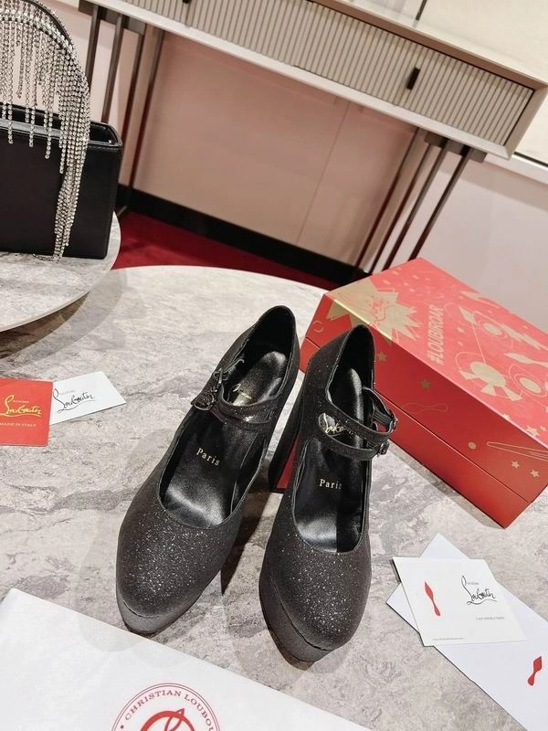 Christian Louboutin Movida Jane plateformes 130 mm cuir pailleté noir – Image 5