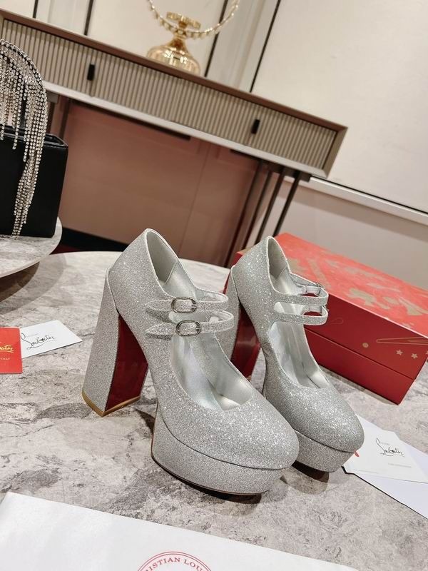 Christian Louboutin Movida Jane plateformes 130 mm cuir pailleté argent