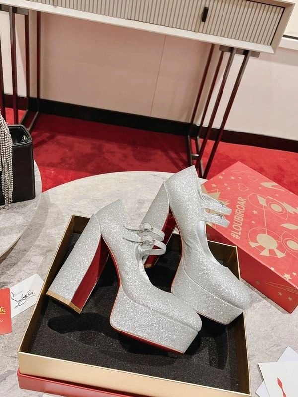 Christian Louboutin Movida Jane plateformes 130 mm cuir pailleté argent – Image 2
