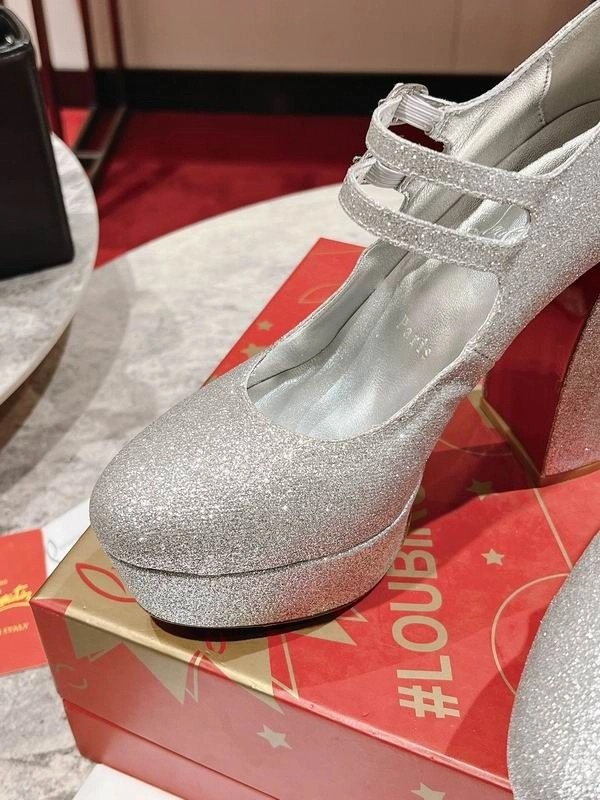 Christian Louboutin Movida Jane plateformes 130 mm cuir pailleté argent – Image 3