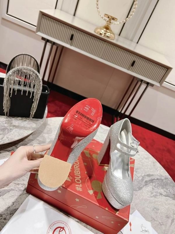Christian Louboutin Movida Jane plateformes 130 mm cuir pailleté argent – Image 4