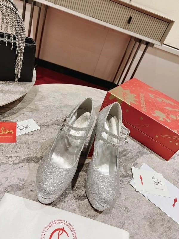 Christian Louboutin Movida Jane plateformes 130 mm cuir pailleté argent – Image 5