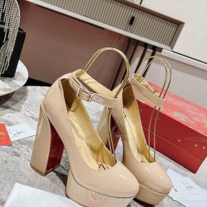 Christian Louboutin Movida Jane plateformes 130 mm cuir verni nude