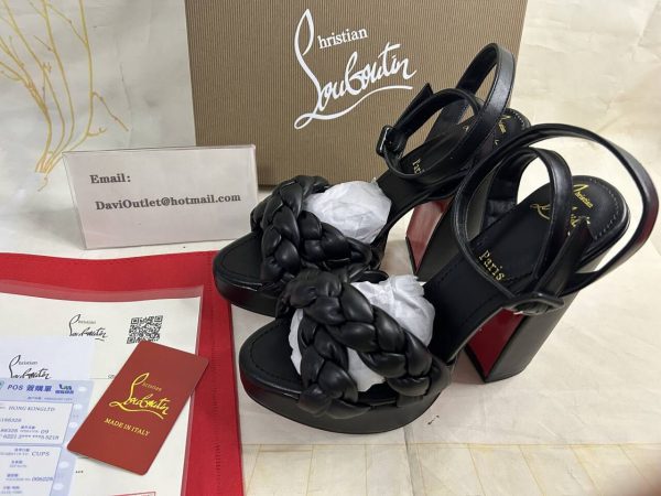 Christian Louboutin Plates-formes Movide Brio 130 mm Noir/lin Noir Nappa – Image 5