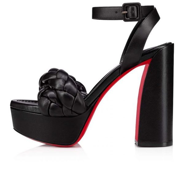 Christian Louboutin Plates-formes Movide Brio 130 mm Noir/lin Noir Nappa – Image 4