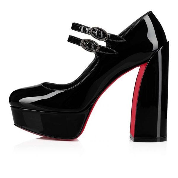 Christian Louboutin Movida Jane plateformes 130 mm cuir verni noir/lin noir – Image 3