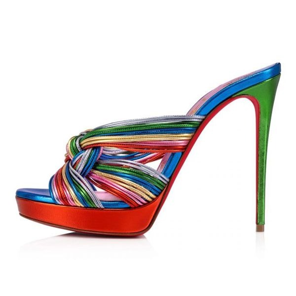 Christian Louboutin Plateformes Multitaski Alta 120 mm Cuir Multi/lin Confettis – Image 4