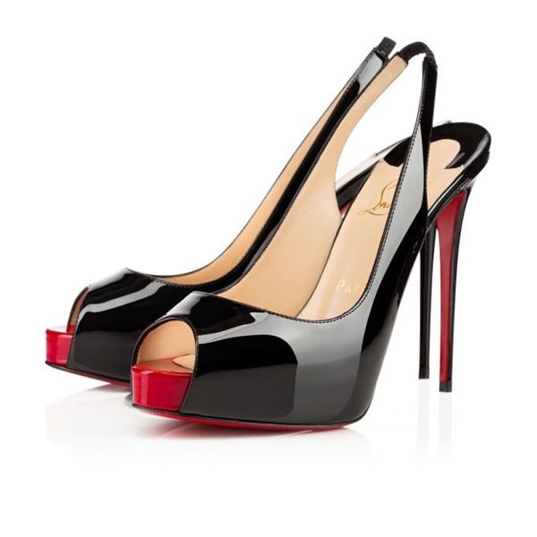 Christian Louboutin Private Number plateformes 120 mm cuir verni noir/rouge