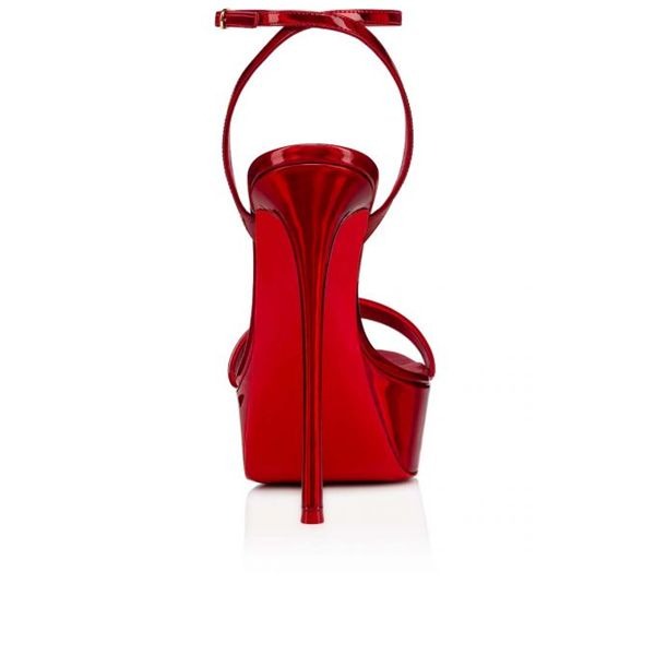 Christian Louboutin Queen Alta plateformes 150 mm cuir de veau verni Loubi/lin Psy Loubi – Image 2