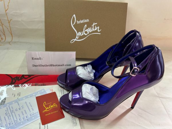 Christian Louboutin Round Chick plateformes 120 mm cuir specchio Elektra/lin Elektra – Image 5
