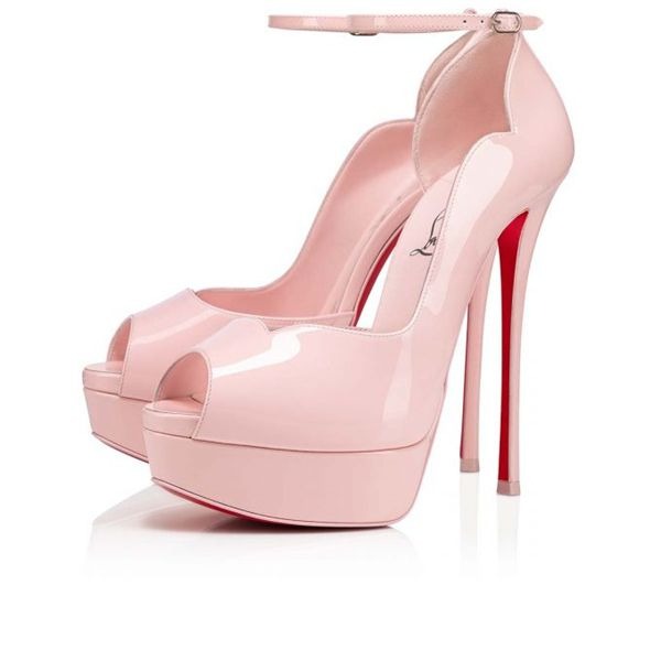 Christian Louboutin Round Chick plateformes 150 mm cuir verni Poupee/lin Poupee