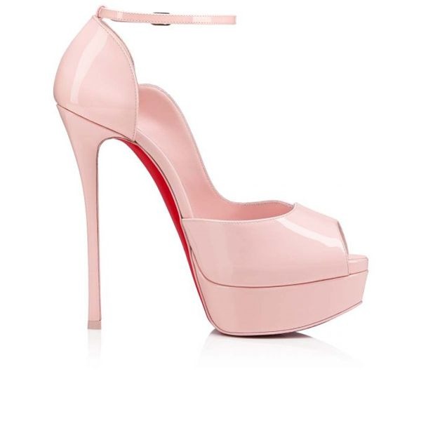 Christian Louboutin Round Chick plateformes 150 mm cuir verni Poupee/lin Poupee – Image 3