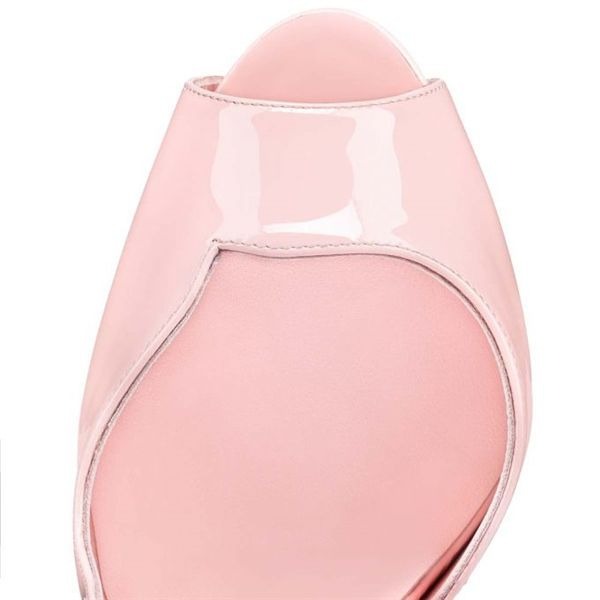 Christian Louboutin Round Chick plateformes 150 mm cuir verni Poupee/lin Poupee – Image 4