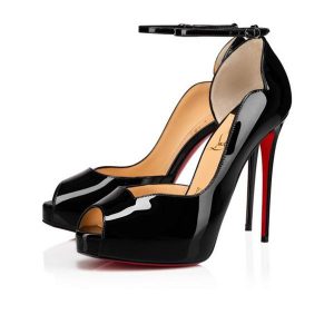 Christian Louboutin Round Chick Alta plateformes 120 mm cuir de veau verni noir
