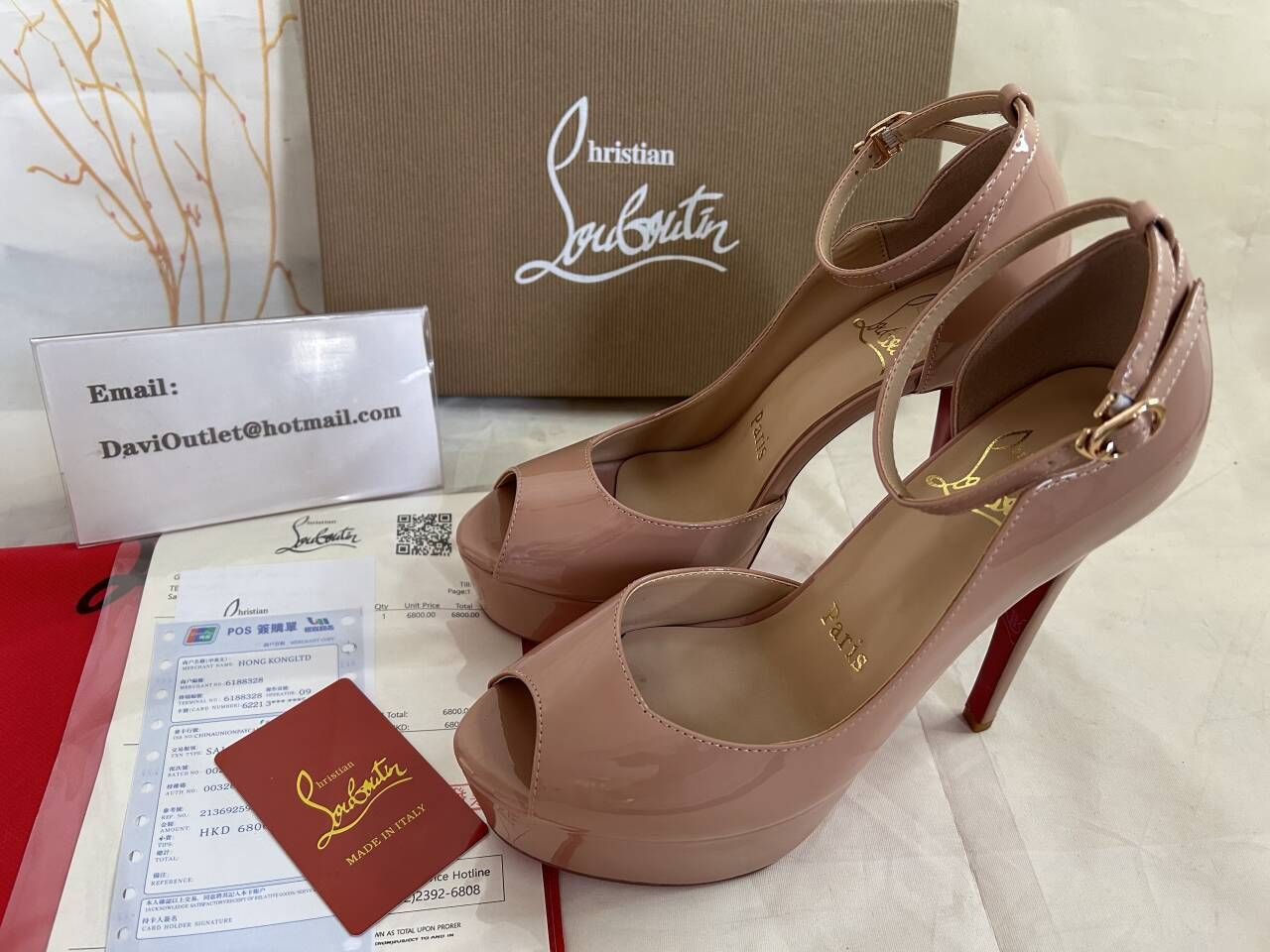 Christian Louboutin Round Chick Alta plateformes 150 mm cuir verni nude – Image 5
