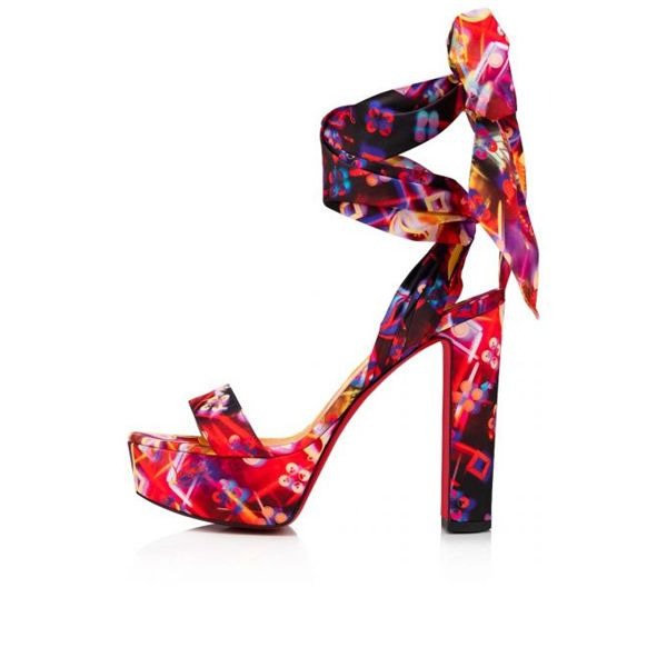 Christian Louboutin Sandale Du Desert plateformes 130 mm multi/lin jaune – Image 4