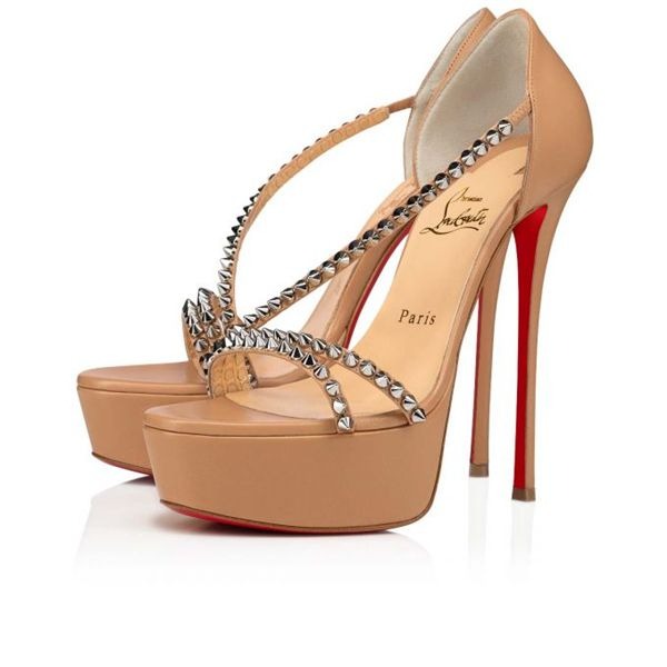 Christian Louboutin So Spike Alta plateformes 150 mm cuir nude