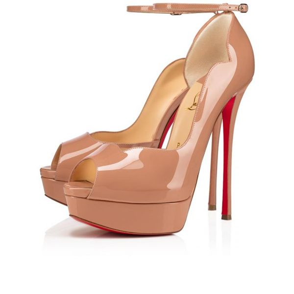 Christian Louboutin Round Chick Alta plateformes 150 mm cuir verni nude