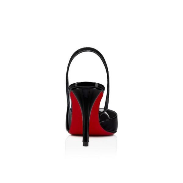 Christian Louboutin Posticha 80 mm Sling Back Escarpins Veau Verni et PVC Noir – Image 3