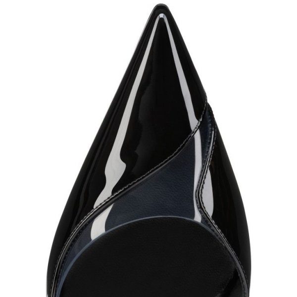 Christian Louboutin Posticha 80 mm Sling Back Escarpins Veau Verni et PVC Noir – Image 5