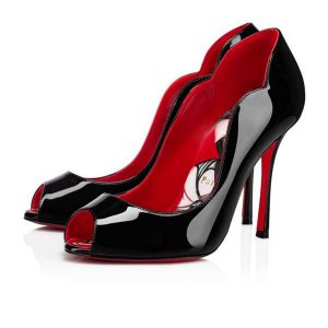 Christian Louboutin Escarpin Chick up 100 mm Noir/lin Porpora-multi Verni