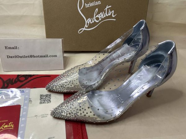 Christian Louboutin Escarpin Degrastrass PVC 85 mm Vers Greek/lin Greek – Image 5