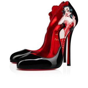 Christian Louboutin Escarpin Pinupina 130 mm Noir-multi/lin Psy Loubi Verni