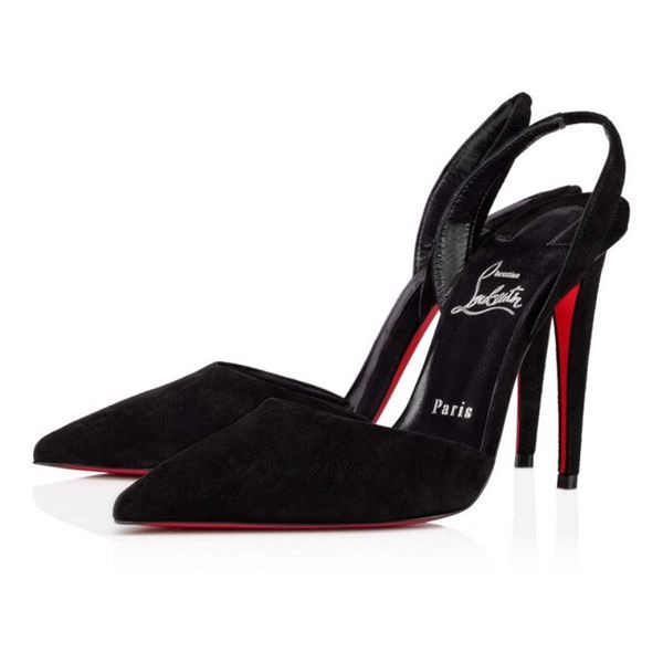 Christian Louboutin Escarpins Astrid 100 mm Noir/lin Noir Daim Veau