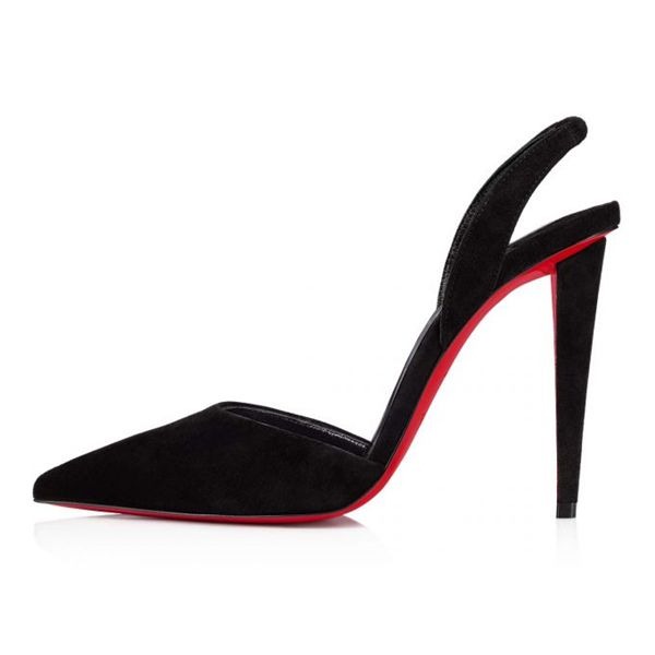 Christian Louboutin Escarpins Astrid 100 mm Noir/lin Noir Daim Veau – Image 4