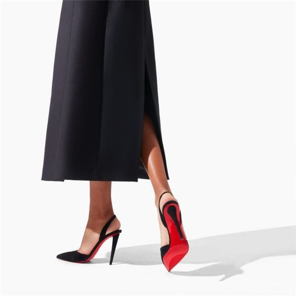 Christian Louboutin Escarpins Astrid 100 mm Noir/lin Noir Daim Veau – Image 5