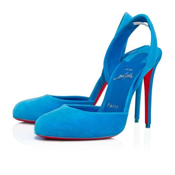 Christian Louboutin Escarpins Betty Sling Velours 100 mm Alize/lin Alize Chaussures