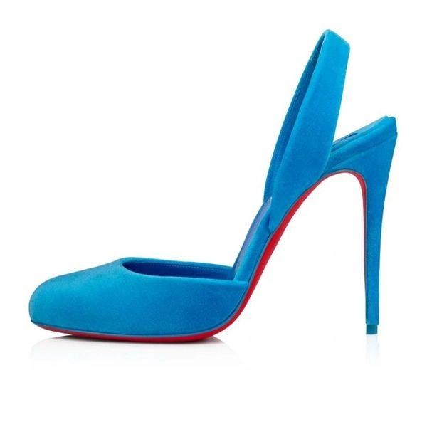 Christian Louboutin Escarpins Betty Sling Velours 100 mm Alize/lin Alize Chaussures – Image 2