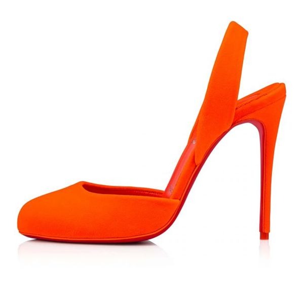 Christian Louboutin Escarpins Betty Sling Velours 100 mm Sunrise/lin Sunrise Chaussures – Image 4