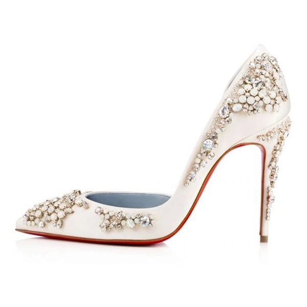 Christian Louboutin Escarpins Brodirize 100 mm Version Ivoire Satin – Image 4