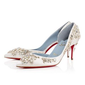 Christian Louboutin Escarpins Brodirize 70 mm Version Ivoire Satin