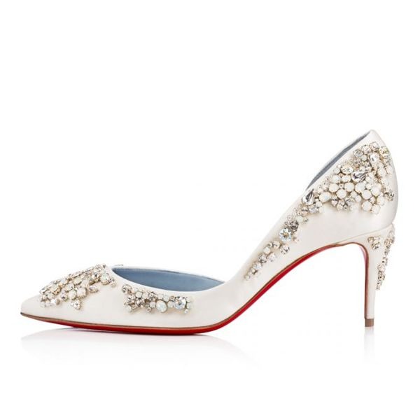 Christian Louboutin Escarpins Brodirize 70 mm Version Ivoire Satin – Image 2