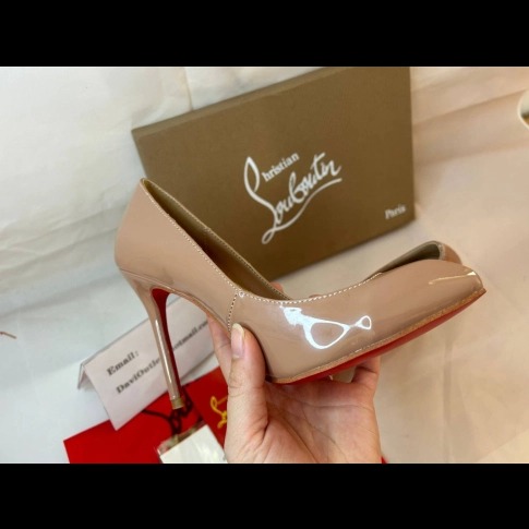 Christian Louboutin Escarpins Corneille 100mm Cuir Verni Nude – Image 2