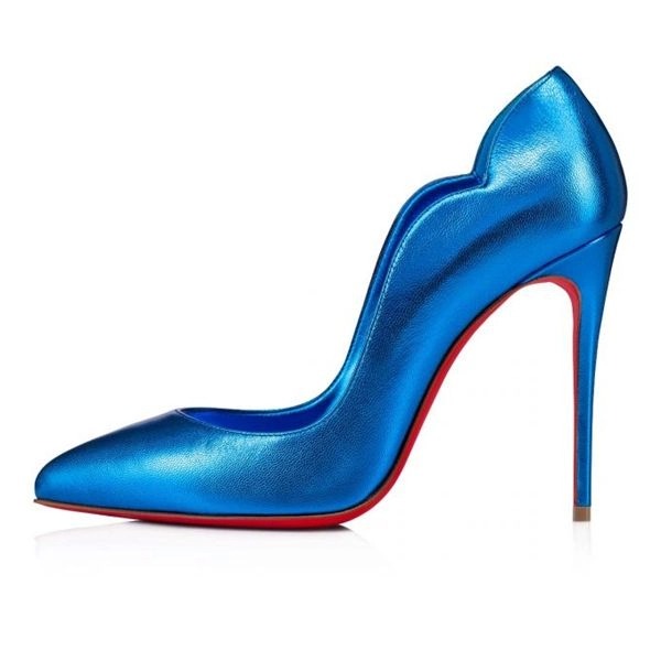 Christian Louboutin Escarpins Hot Chick Cuir 100 mm Alize/lin Alize Chaussures – Image 4